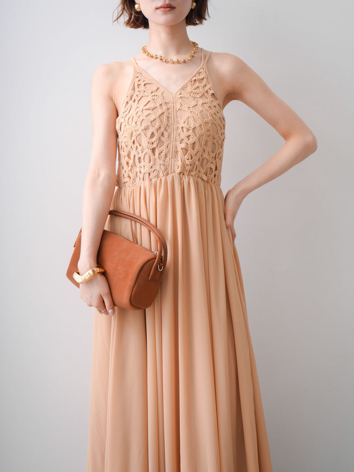 [SET]クロシェシフォンキャミワンピース+クロシェシフォンキャミワンピース(2set)
