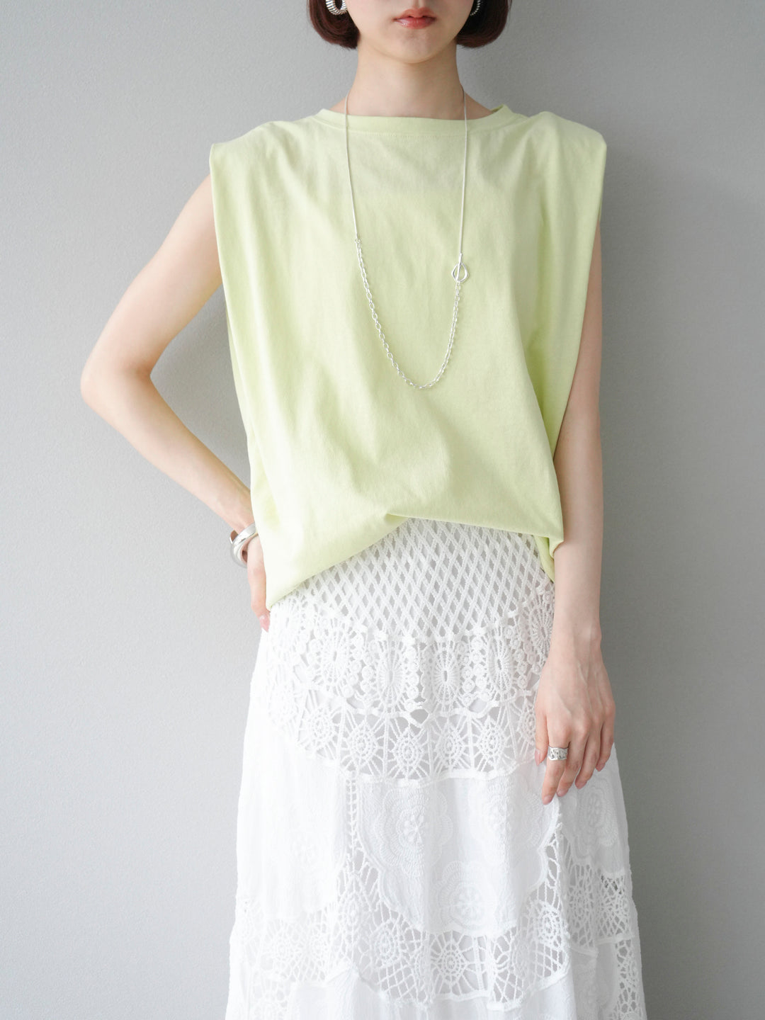 【預購】肩部褶皺法式袖套頭衫/綠色