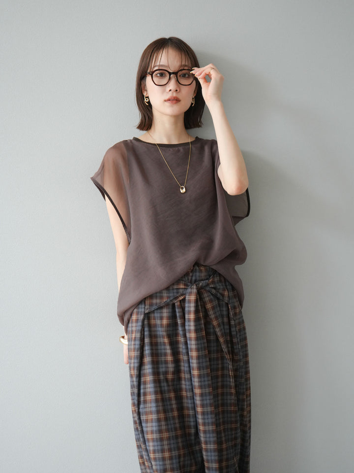 [予約]シアーレイヤードトップス/ダークブラウン