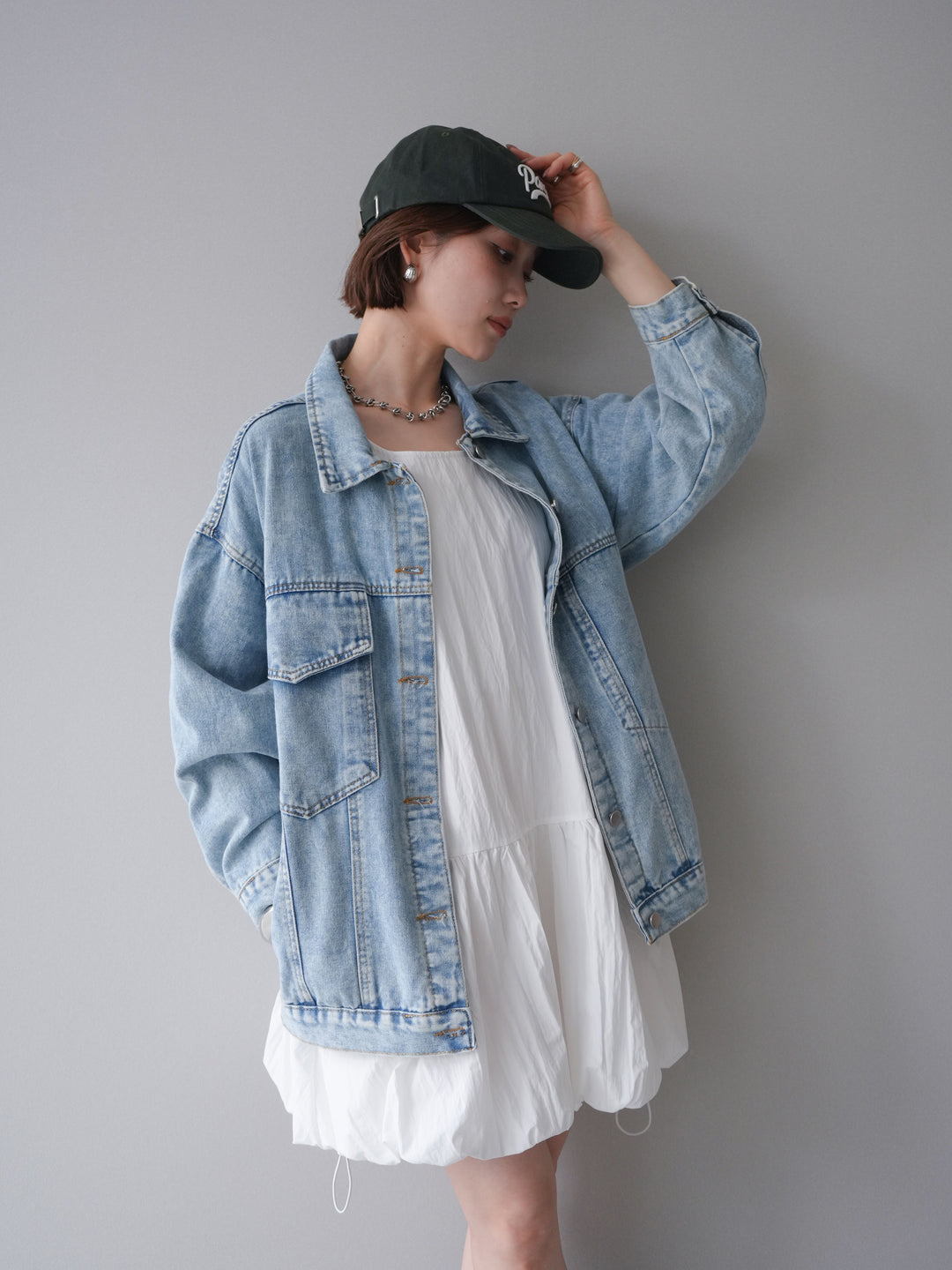 [予約]ドロストバルーンミニワンピース/white