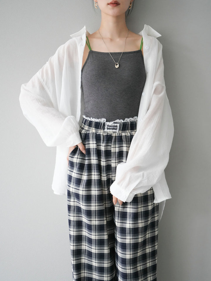 [予約]バイカラーストラップカップ付キャミソール/グレー