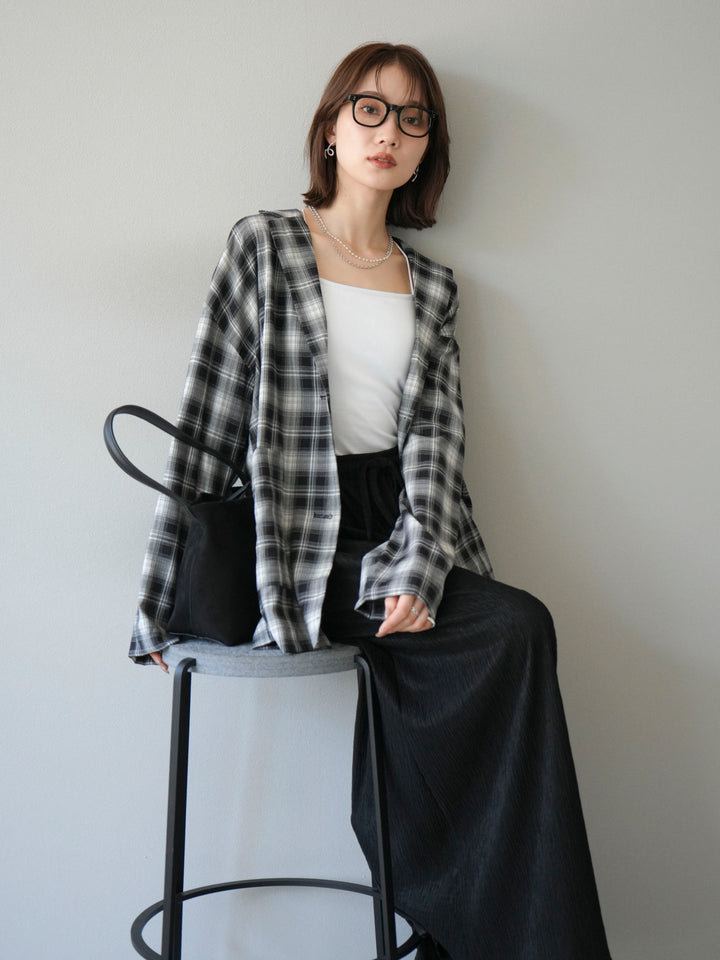 [予約]チェックシャツジャケット/ブラック