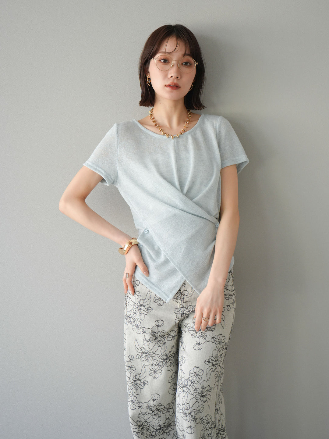 [預購] Cache-Coeur 薄紗針織套頭衫/藍色