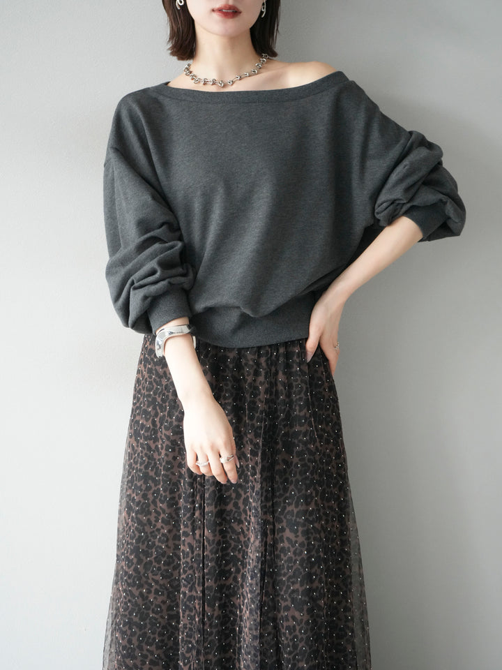 [予約]オフショルスウェットプルオーバー/チャコール