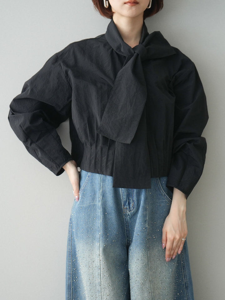 [SET]ボウタイ裾プリーツライトジャケット+ボウタイ裾プリーツライトジャケット(2set)