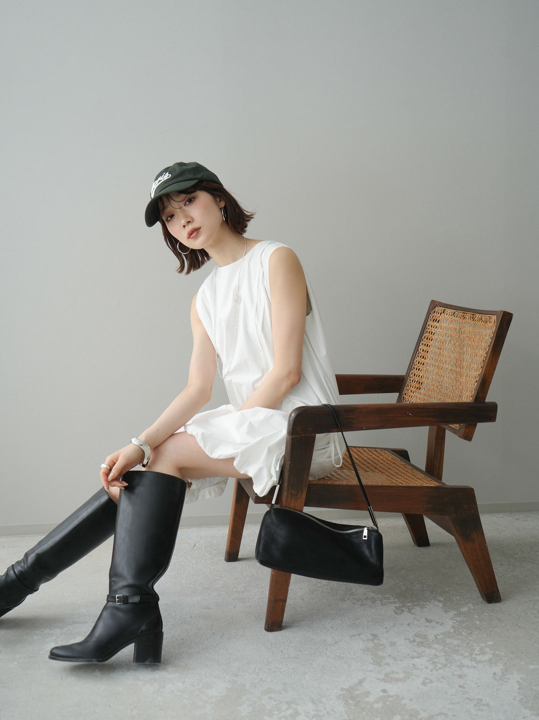 [予約]ノースリバルーンミニワンピース/white