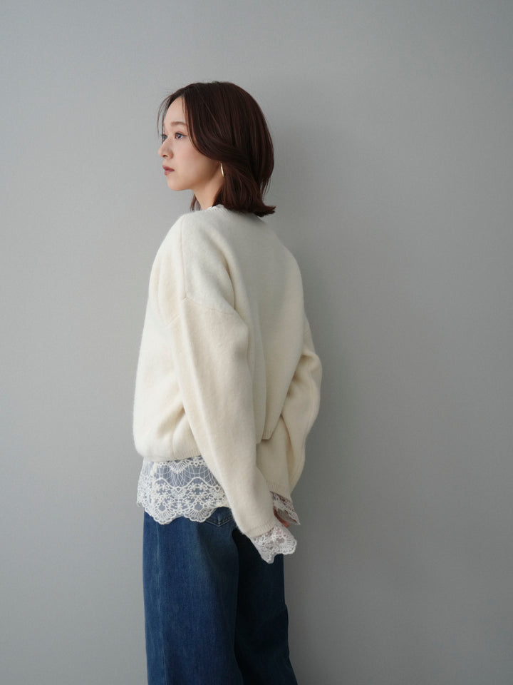 [予約]アンゴラタッチボートネッククロップドプルオーバー/ivory