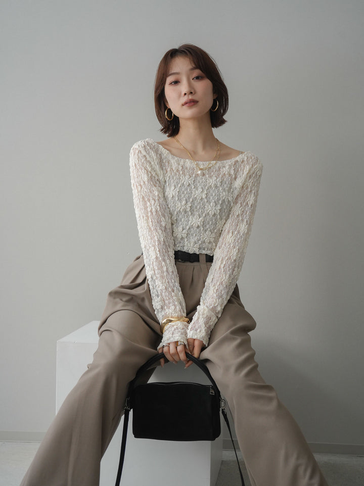 [SET]サイドギャザーレーストップス+サイドギャザーレーストップス(2set)