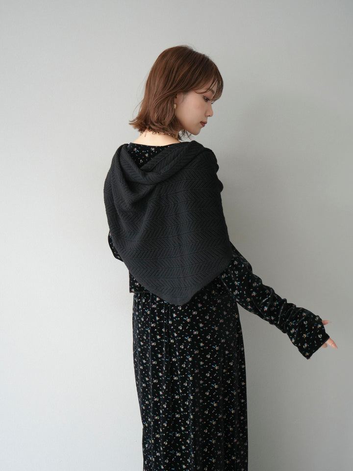 [SET]ベロアフラワープリントカーディガン+ベロアフラワープリントIラインスカート(2set)