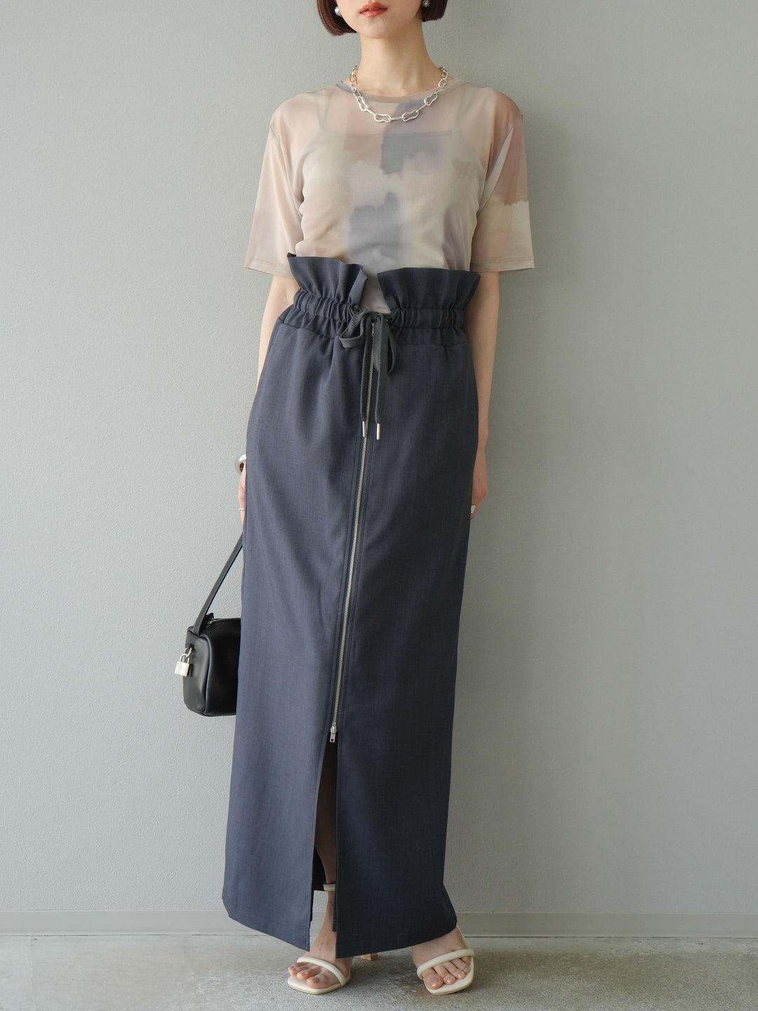 [套裝] 水彩藝術透視T卹 + Heather Ester 褶皺拉鍊裙 (2套)