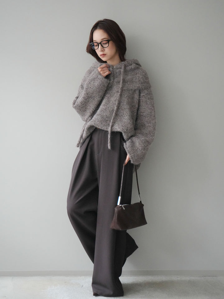 [SET]バラクラバSETニットプルオーバー+ベルトループデザインワイドパンツ(2set)