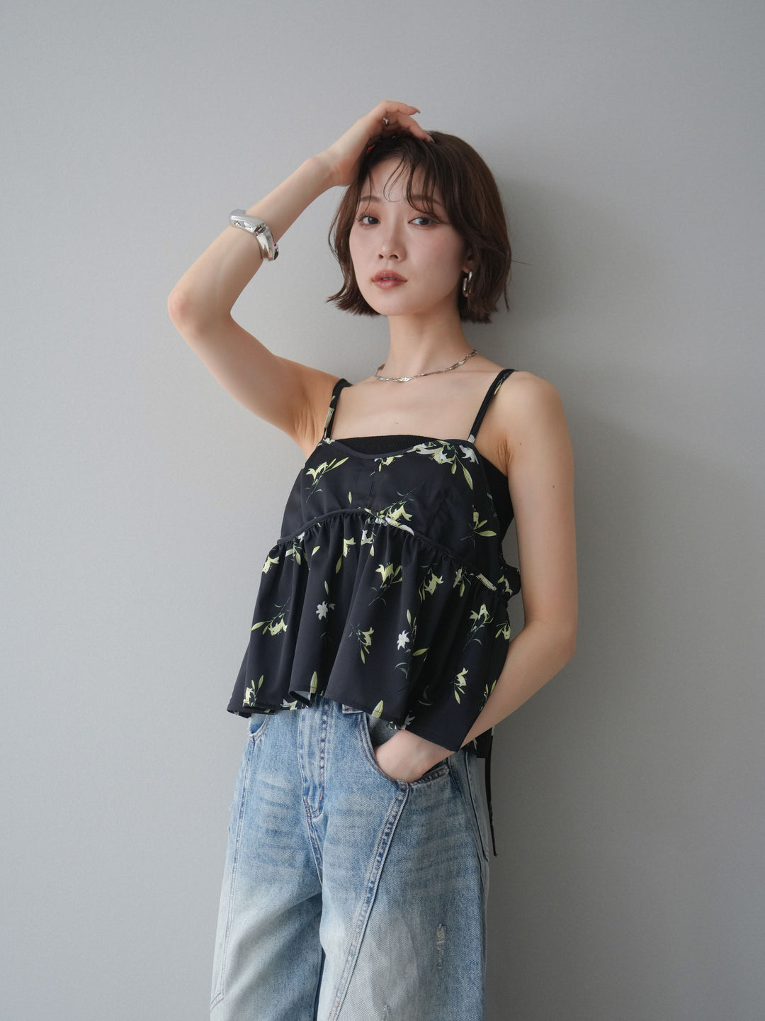 [SET]フラワープリントキャミソール+フラワープリントキャミソール(2set)