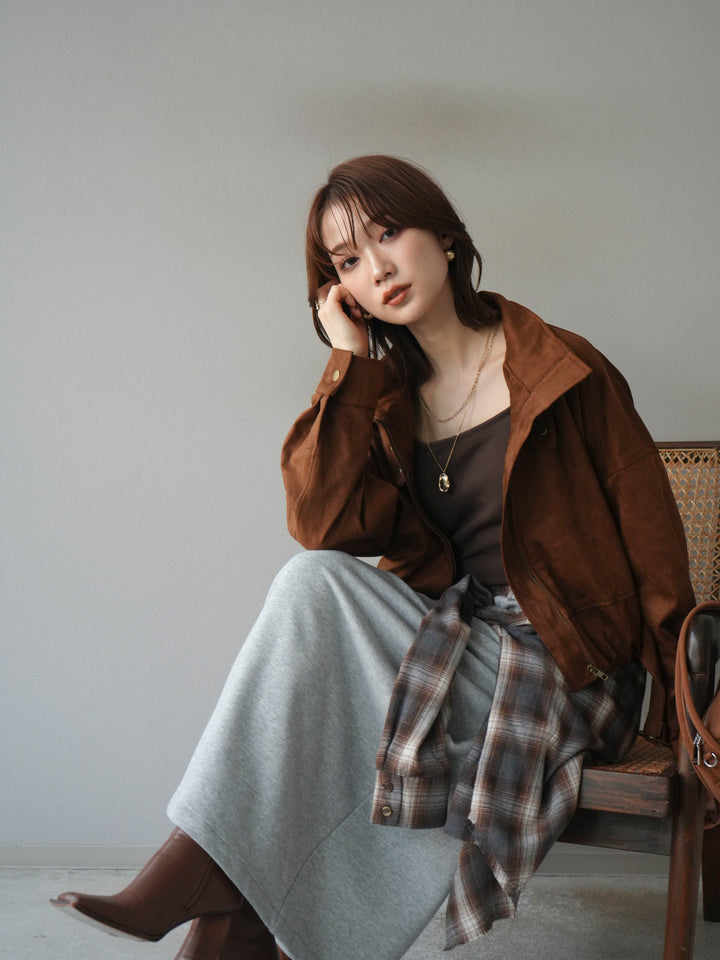 [予約]スエードバルーンショートブルゾン/camel