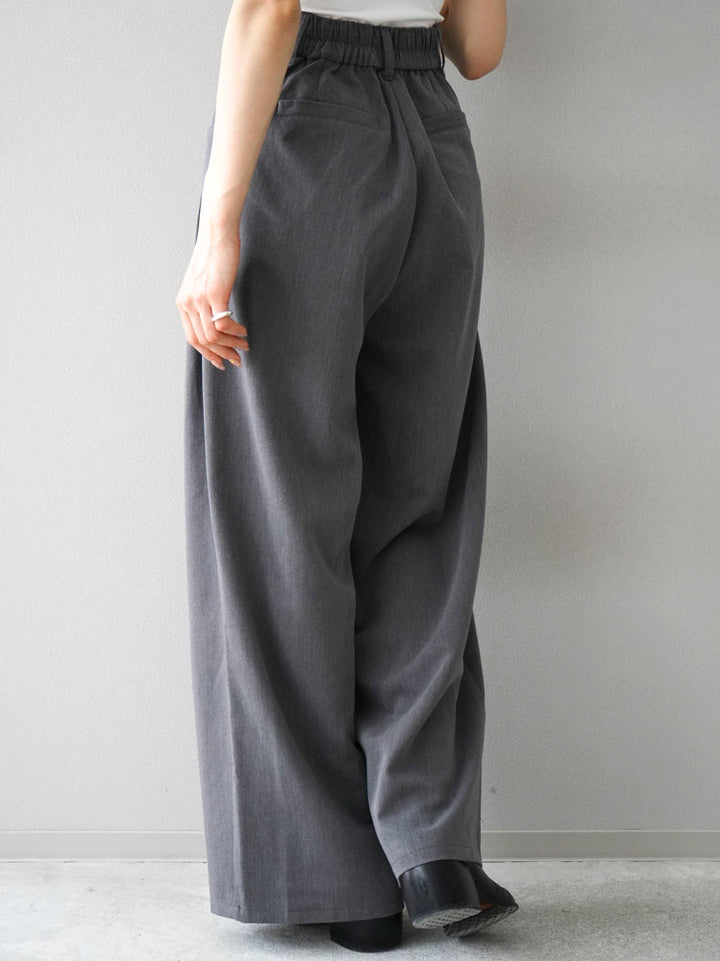 [Pre-order] Polyester double tuck wide pants/gray