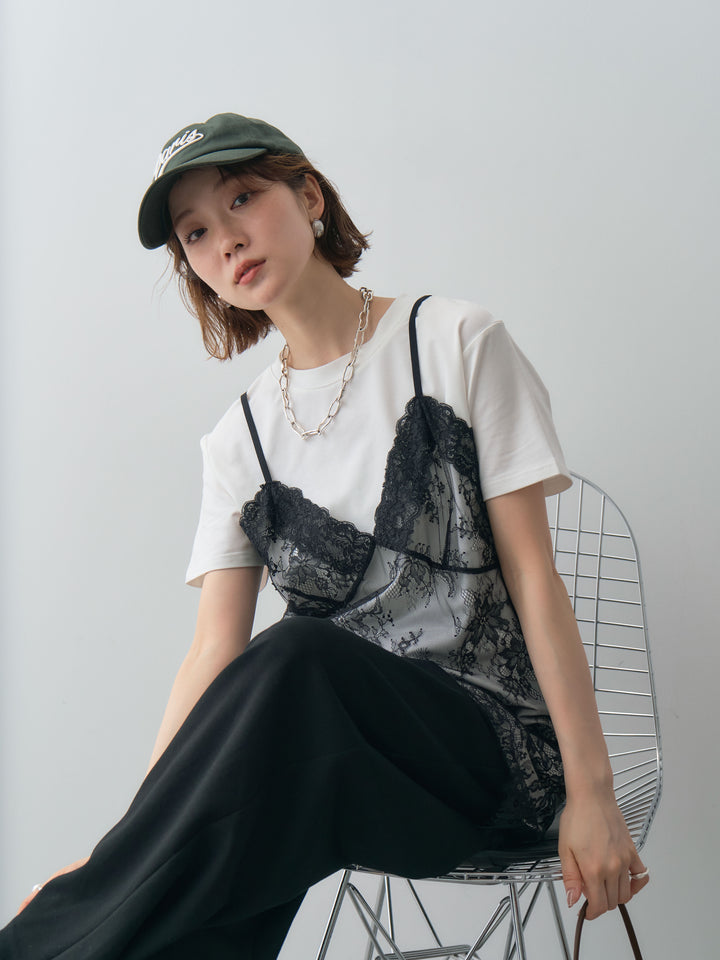 [予約]レースキャミチュニックレイヤードTEE/off
