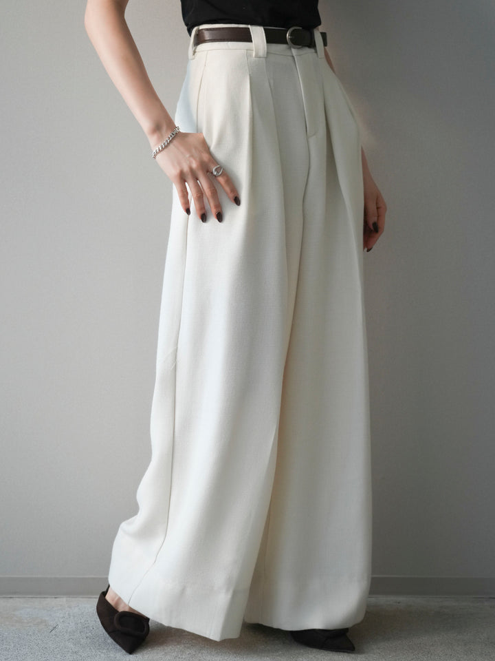 [予約]ウールタッチベルト付ワイドパンツ/offwhite