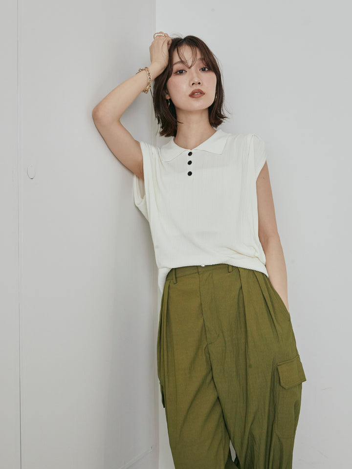 [予約]ランダムリブポロニットベスト/オフ