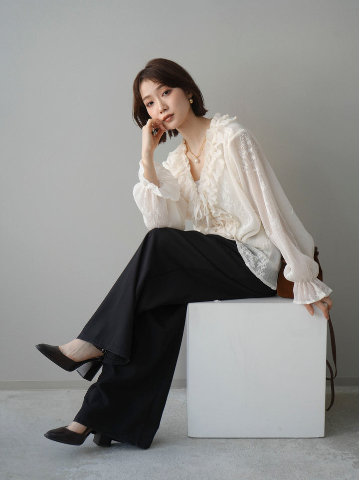 [予約]楊柳ラッフルフリルカーディガン/ivory