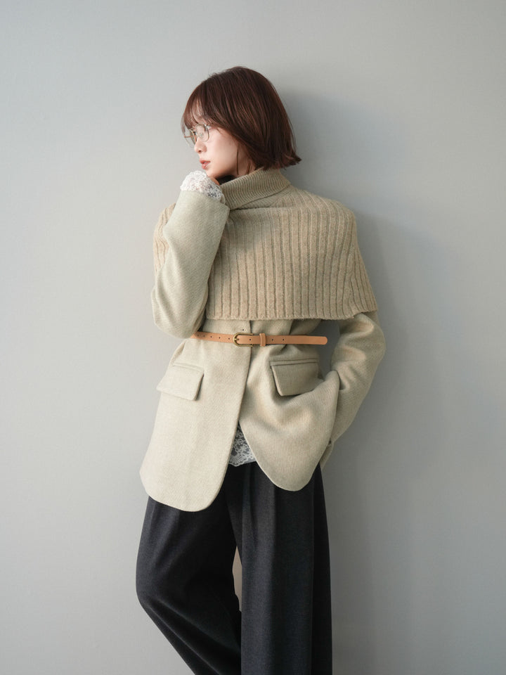[20%オフ]ケープ付ノーカラージャケット/ivory