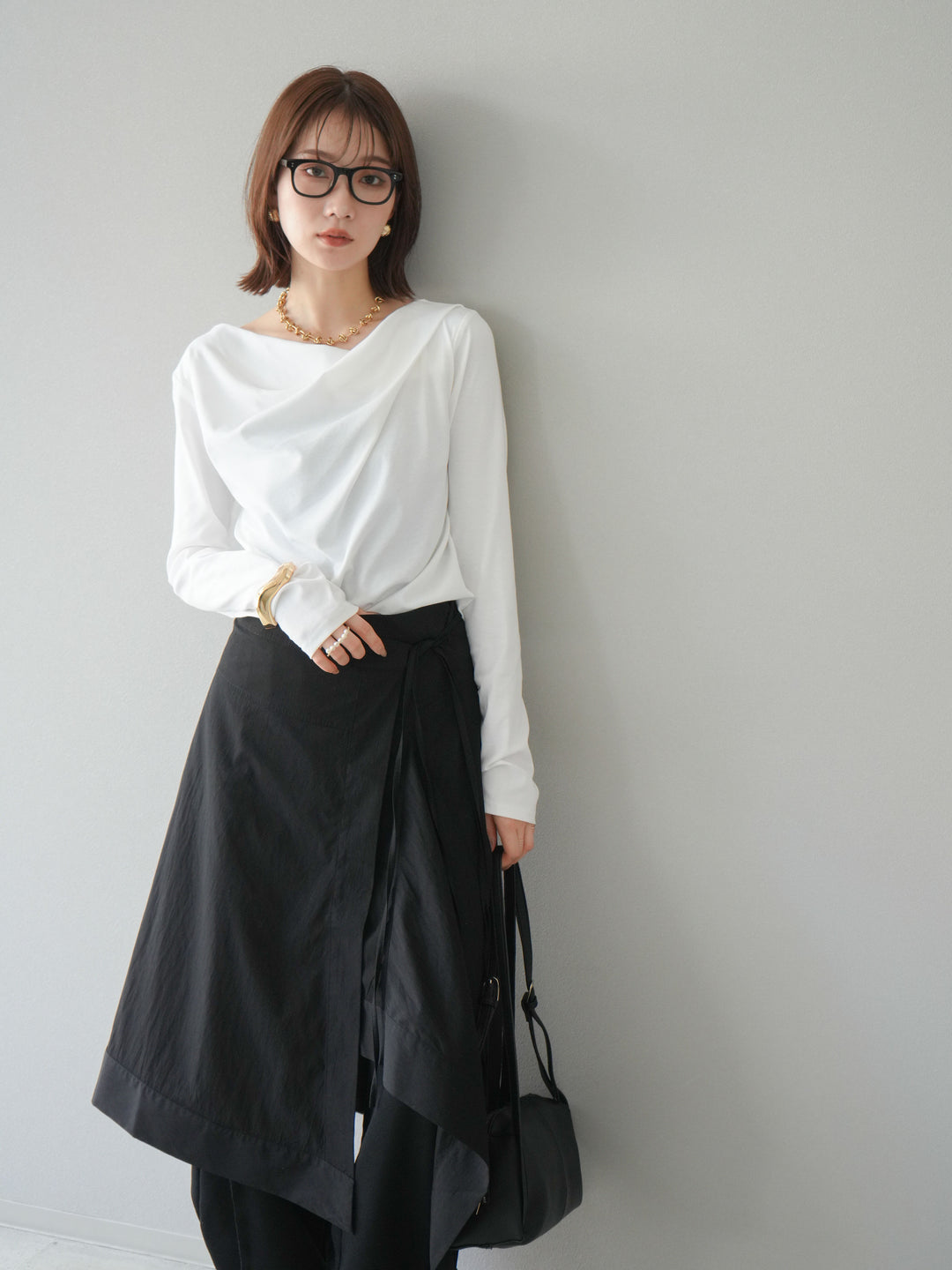 [予約]ドレープデザインカットソー/オフ
