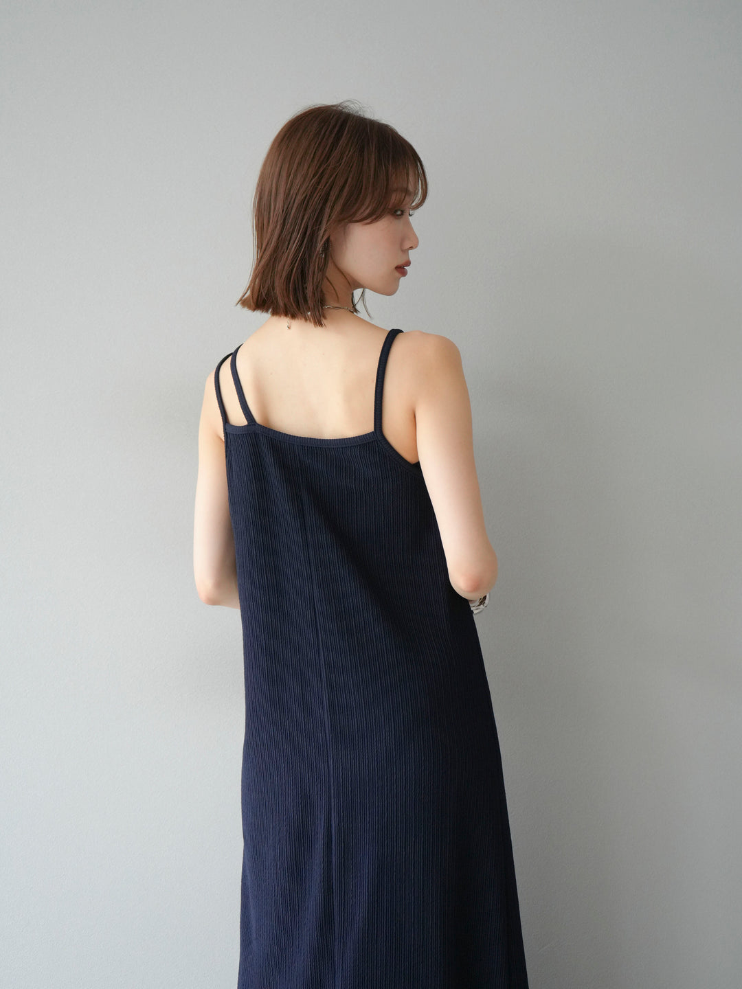 [予約]バイカラーレイヤードキャミワンピース/ネイビー