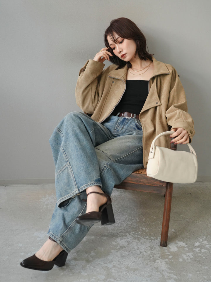 [予約]スエードライダースミドルジャケット/beige