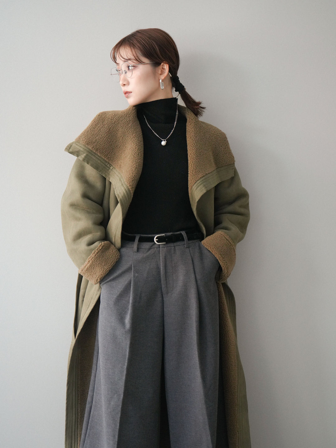 [予約]BIGカラームートンコート/khaki