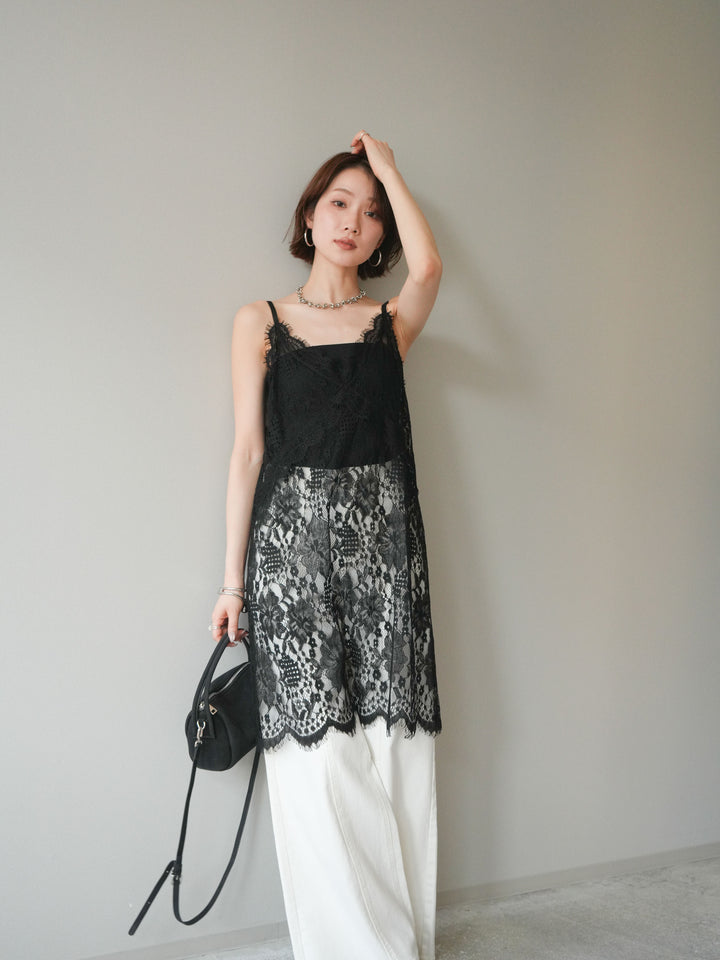 [予約]総レースチュニックキャミソール/black