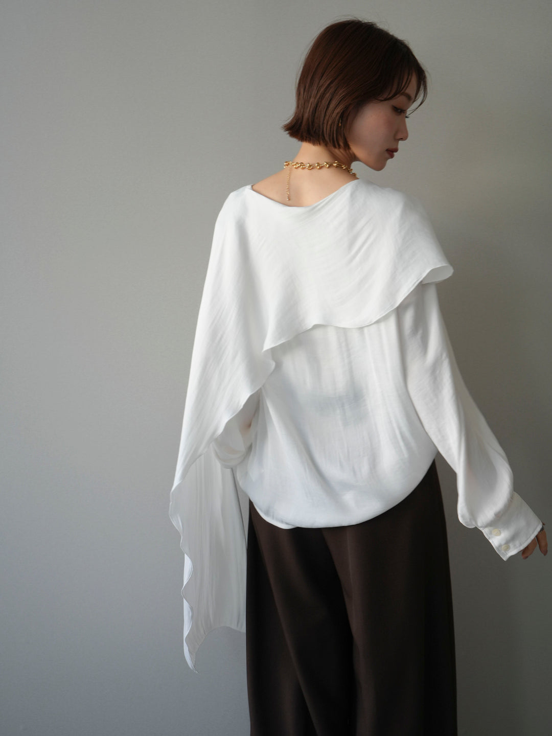 [予約]シルキードレープブラウス/white