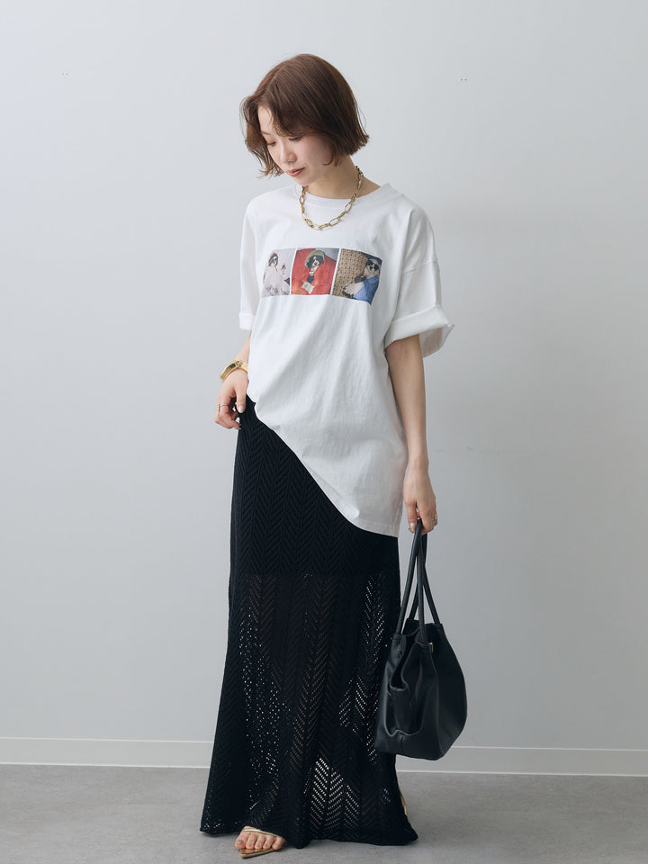 [SET]スリードッグフォトボックスTEE+クロシェシアーセミフレアスカート(2set)