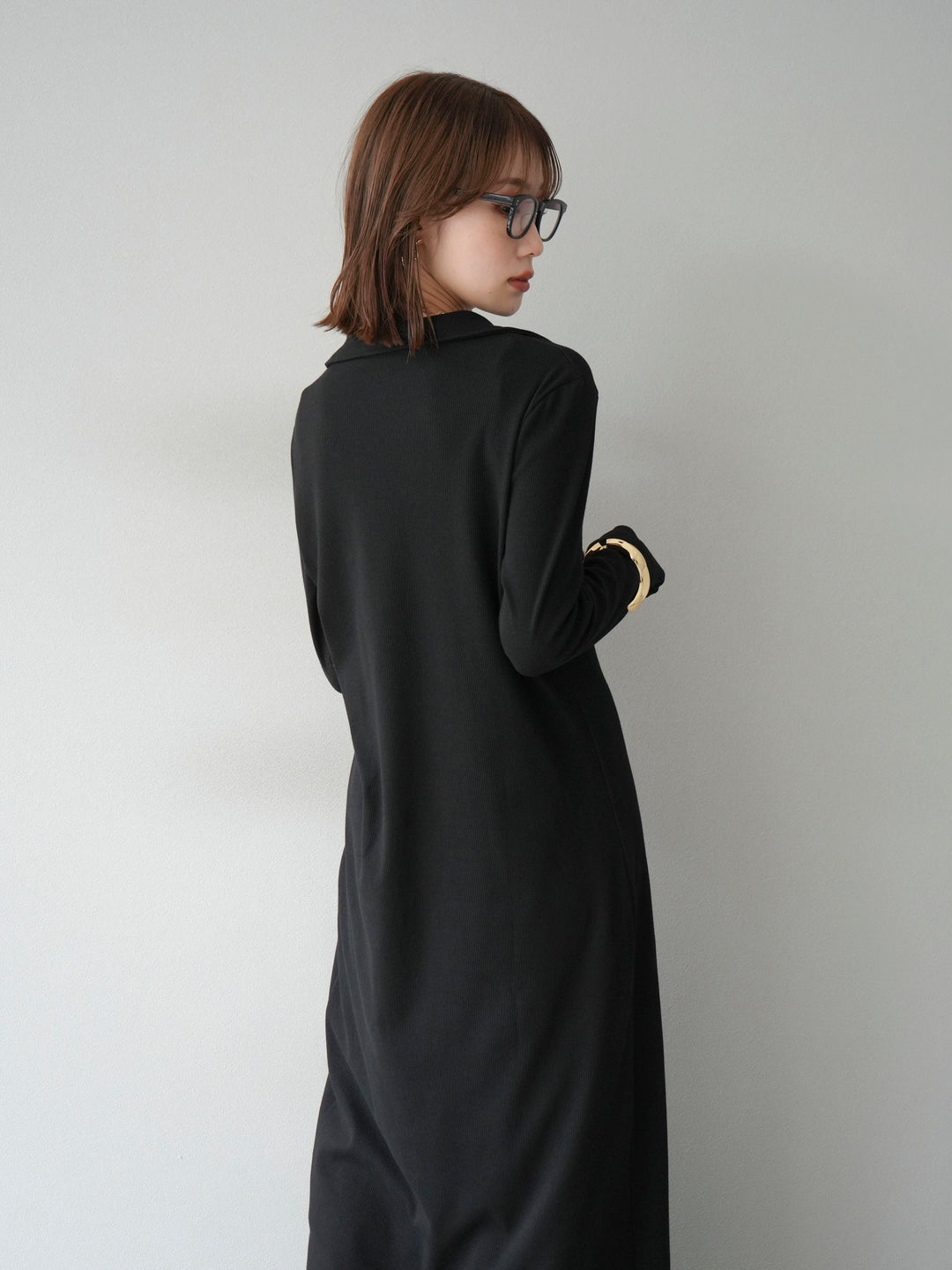 [SET]襟付きカットリブボタンワンピース+フラワープリントチュールレイヤードパンツ(2set)