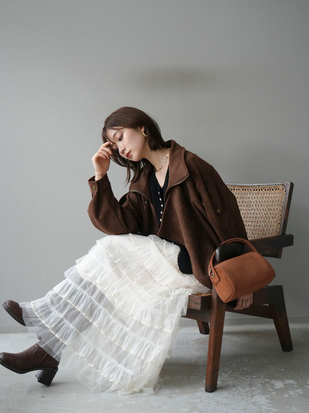 [予約]スエードライダースジャケット/ブラウン