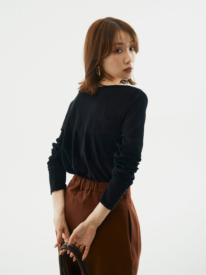 【Allure】[SET]シアーベロアタックデザイントップス+シアーベロアタックデザイントップス(2set)