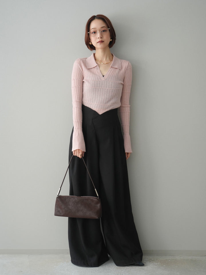 [予約]シアーリブスキッパーニットトップス/pink