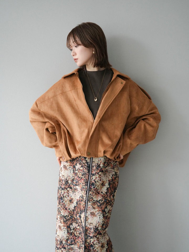 [SET]スウェードオーバーブルゾン+ゴブランフロントジップタイトスカート(2set)