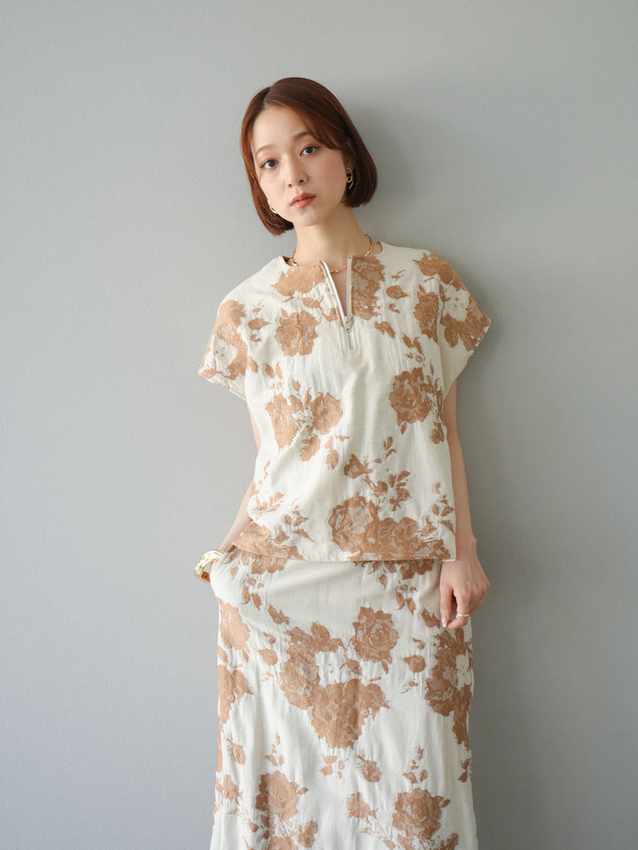 [予約]ジャガードZIPプルオーバー/ベージュ