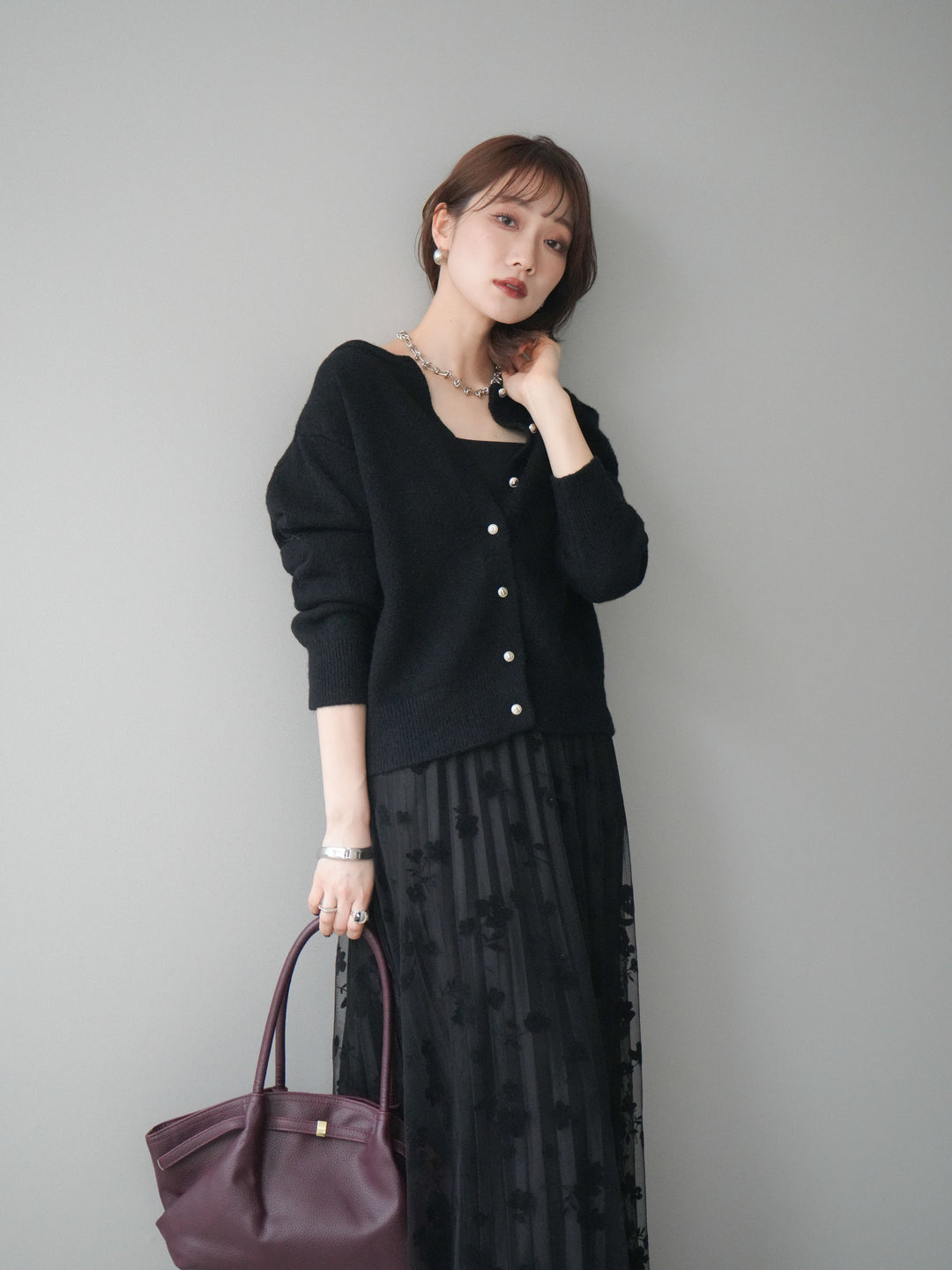 [SET]アンティークボタンニットカーディガン+アンティークボタンニットカーディガン(2set)