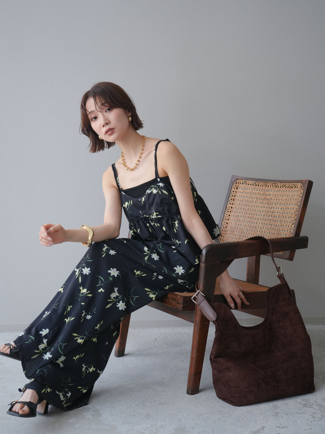 [SET]フラワープリントキャミソール+フラワープリントキャミソール(2set)