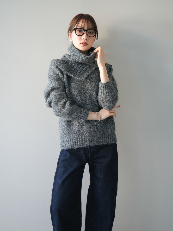 [予約]ネック付MIXニットアンサンブル/gray