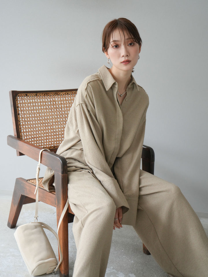 [予約]ネップオーバーシャツ/ベージュ