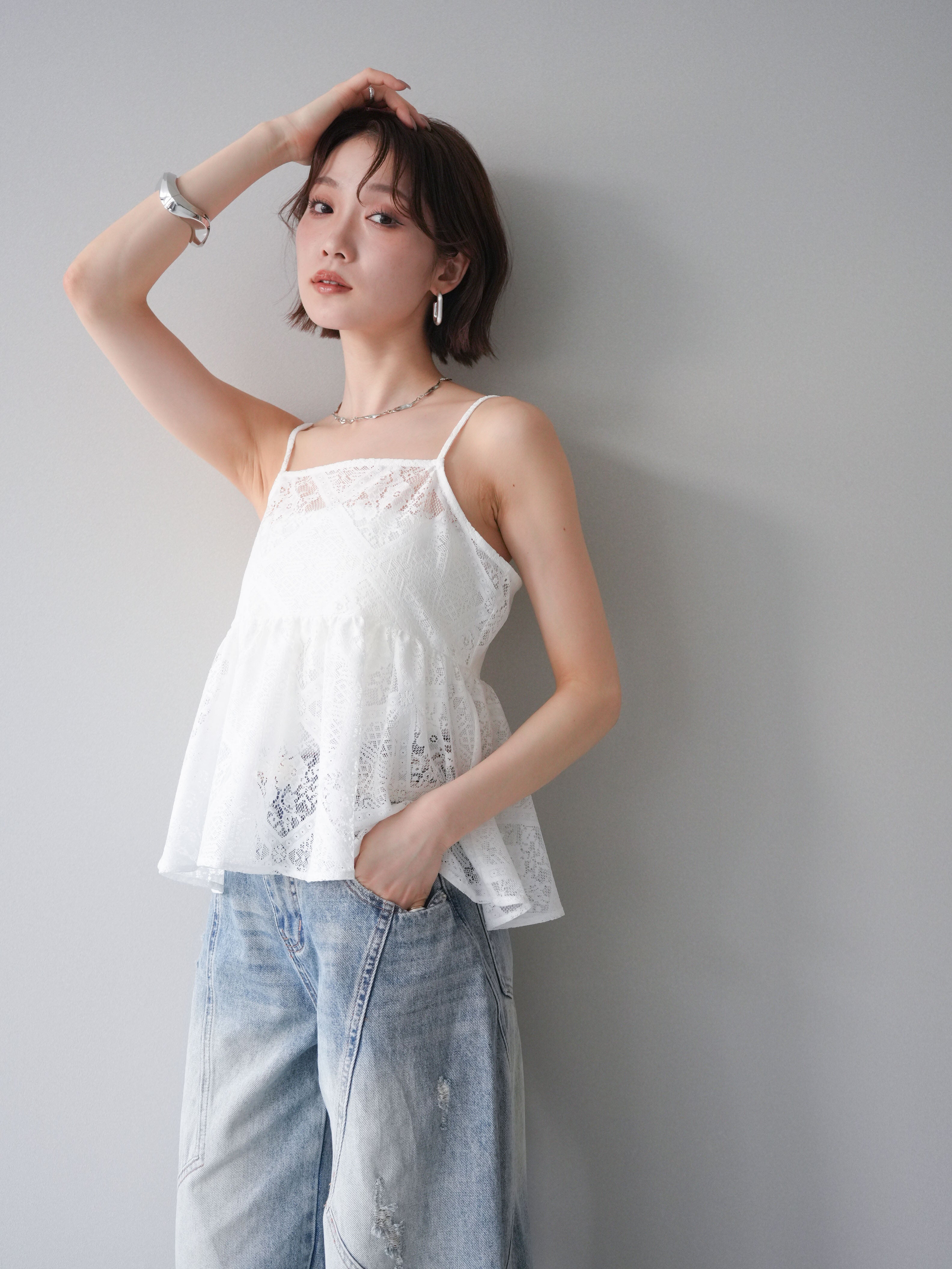 キャミソール ameri LAYERED FEM TOP MIZUNO（ミズノ ）の「Mizuno×Ameri SHEER DOCKING CAMISOLE TOP