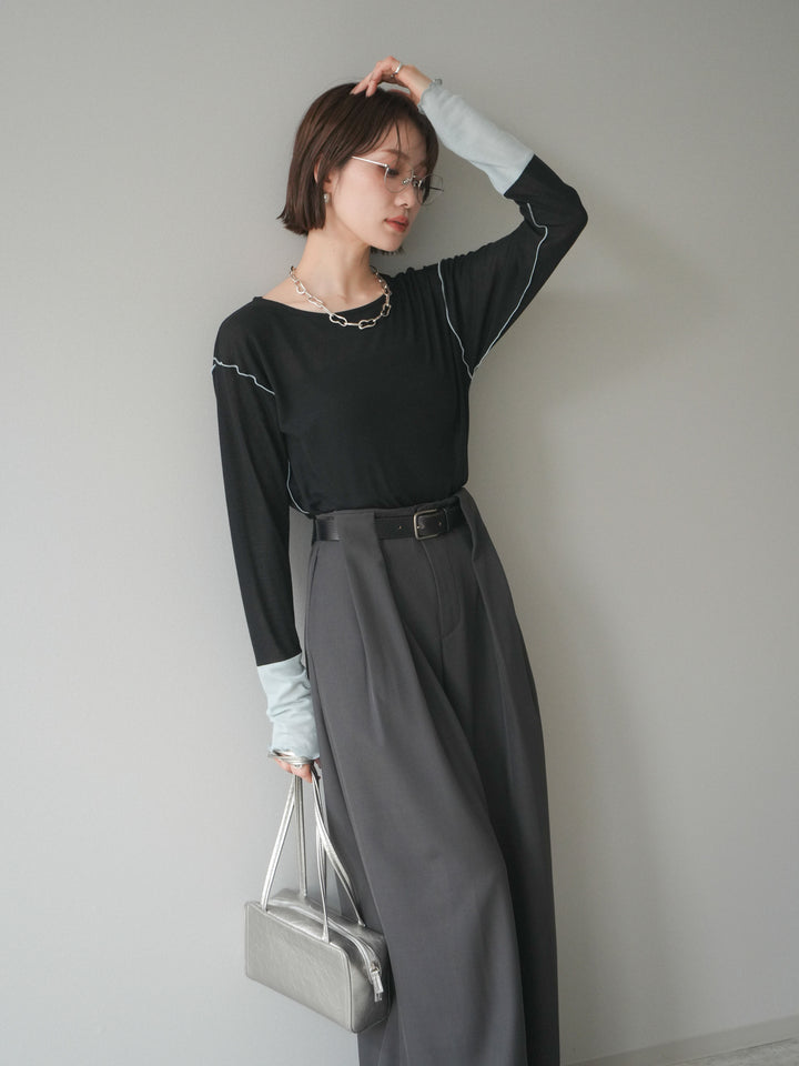 [SET]配色メロウトップス+配色メロウトップス(2set)