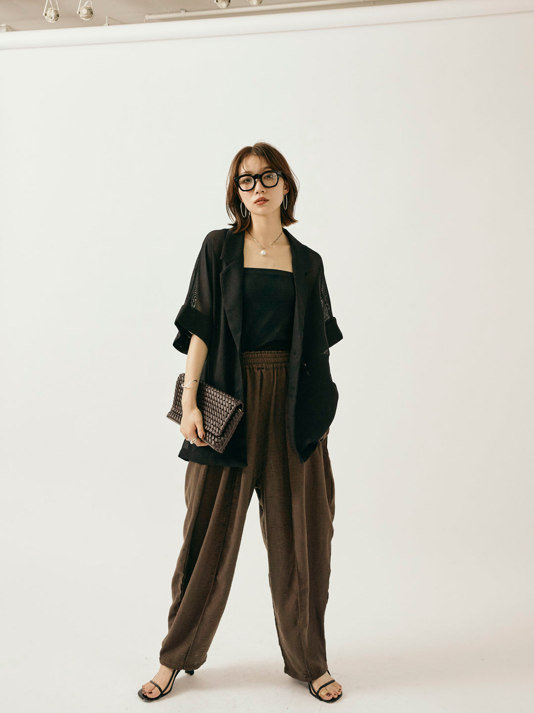 [予約]リネンライクベイカーバルーンパンツ/ブラウン