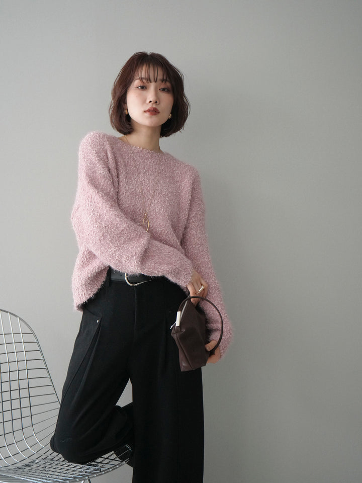 [予約]モールラメミックスヤーンニットプルオーバー/pink