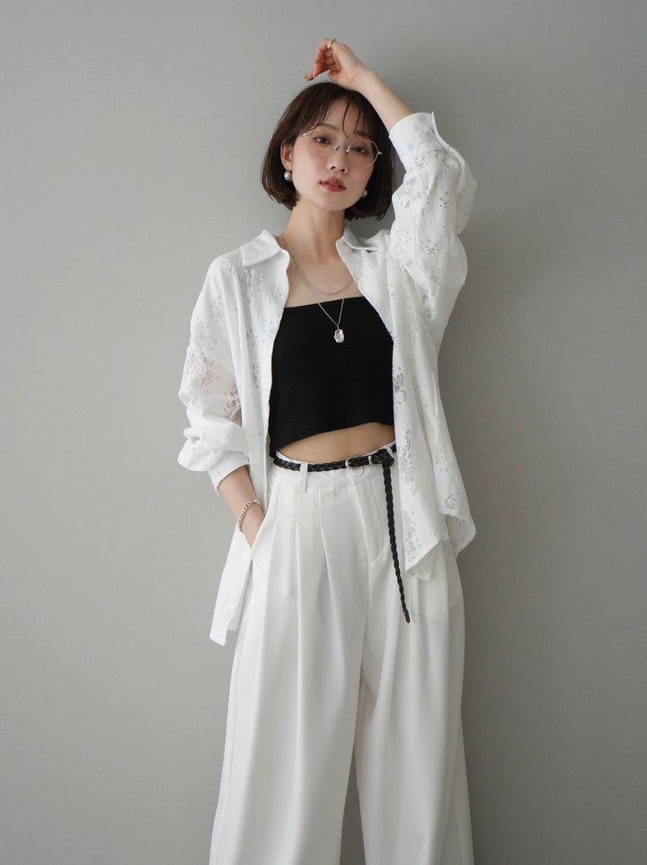 [SET]ジャガードレースオーバーシャツ+選べるアクセセット(2set)