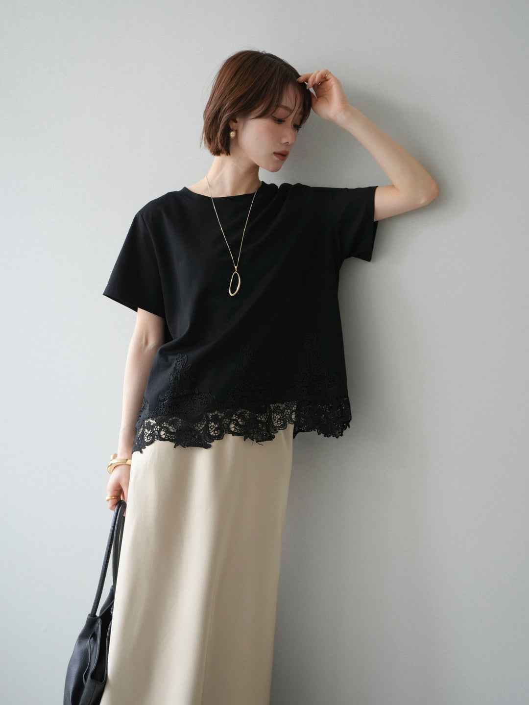 [予約]レースコンビボックスTEE/black