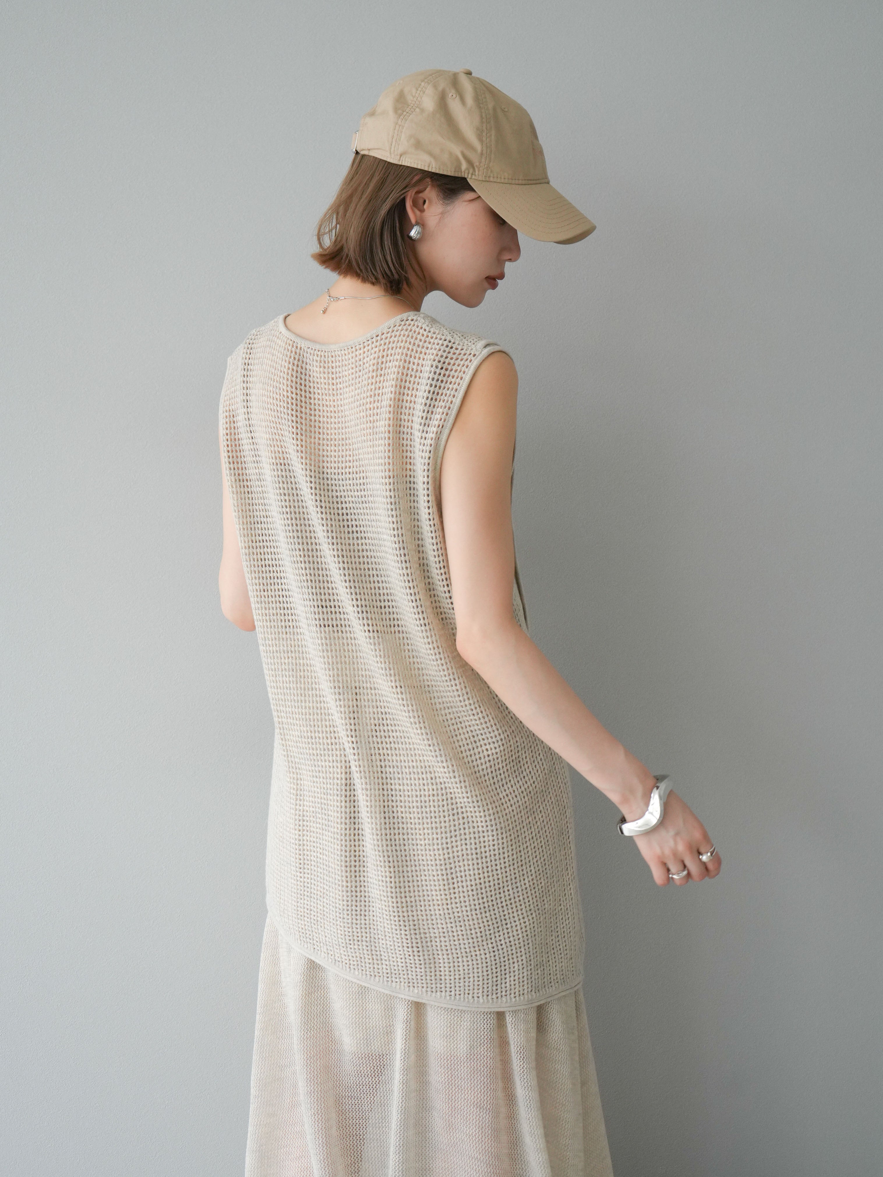 メッシュレイヤードトップ SET]メッシュレイヤードニットトップス＆スカートSET UP +選べる