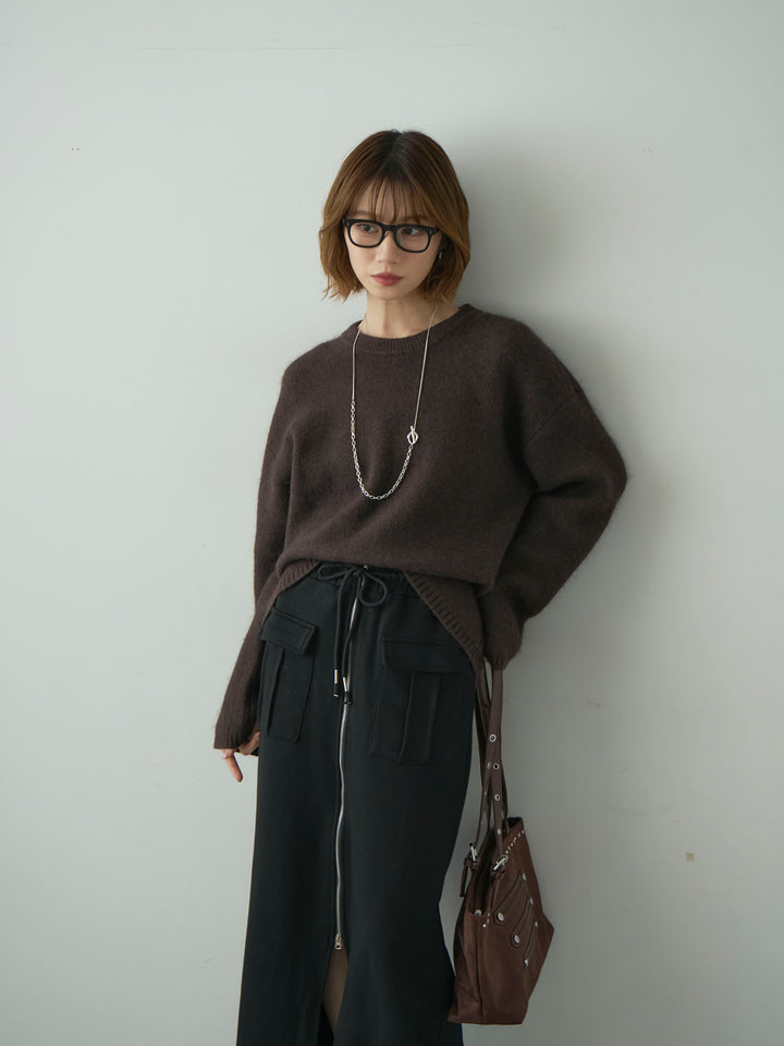 [予約]ソフトシャギークルーネックプルオーバー/brown