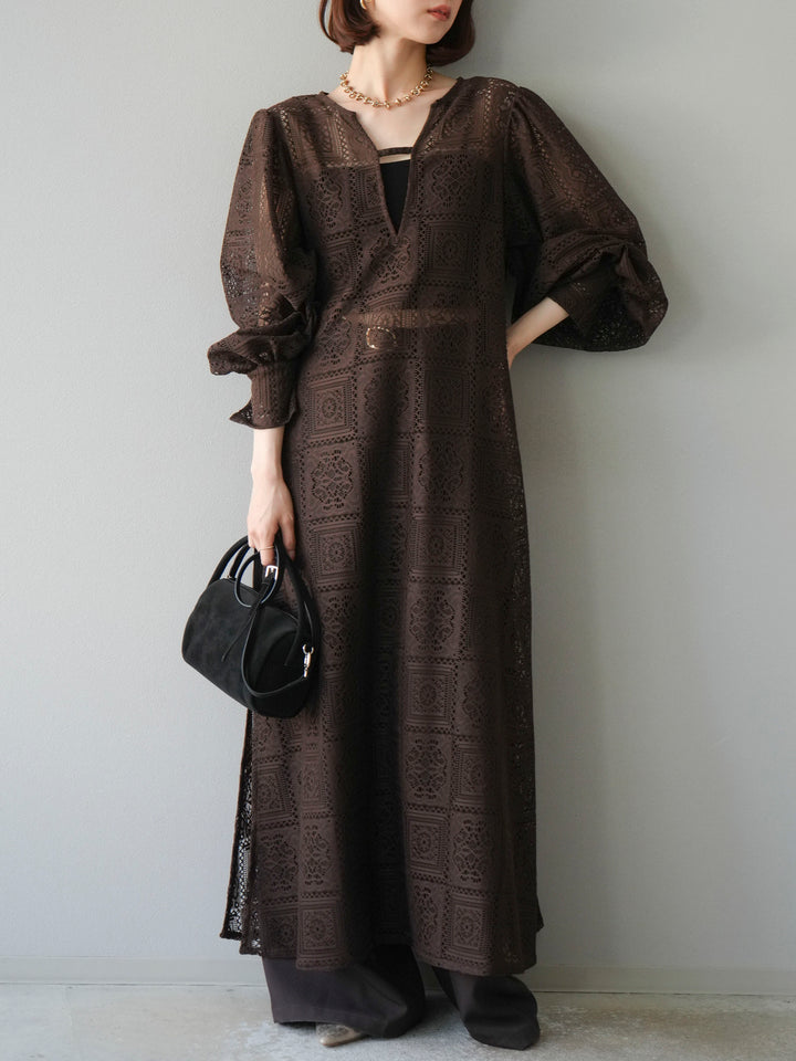 【預購】皮帶環設計寬褲/棕色