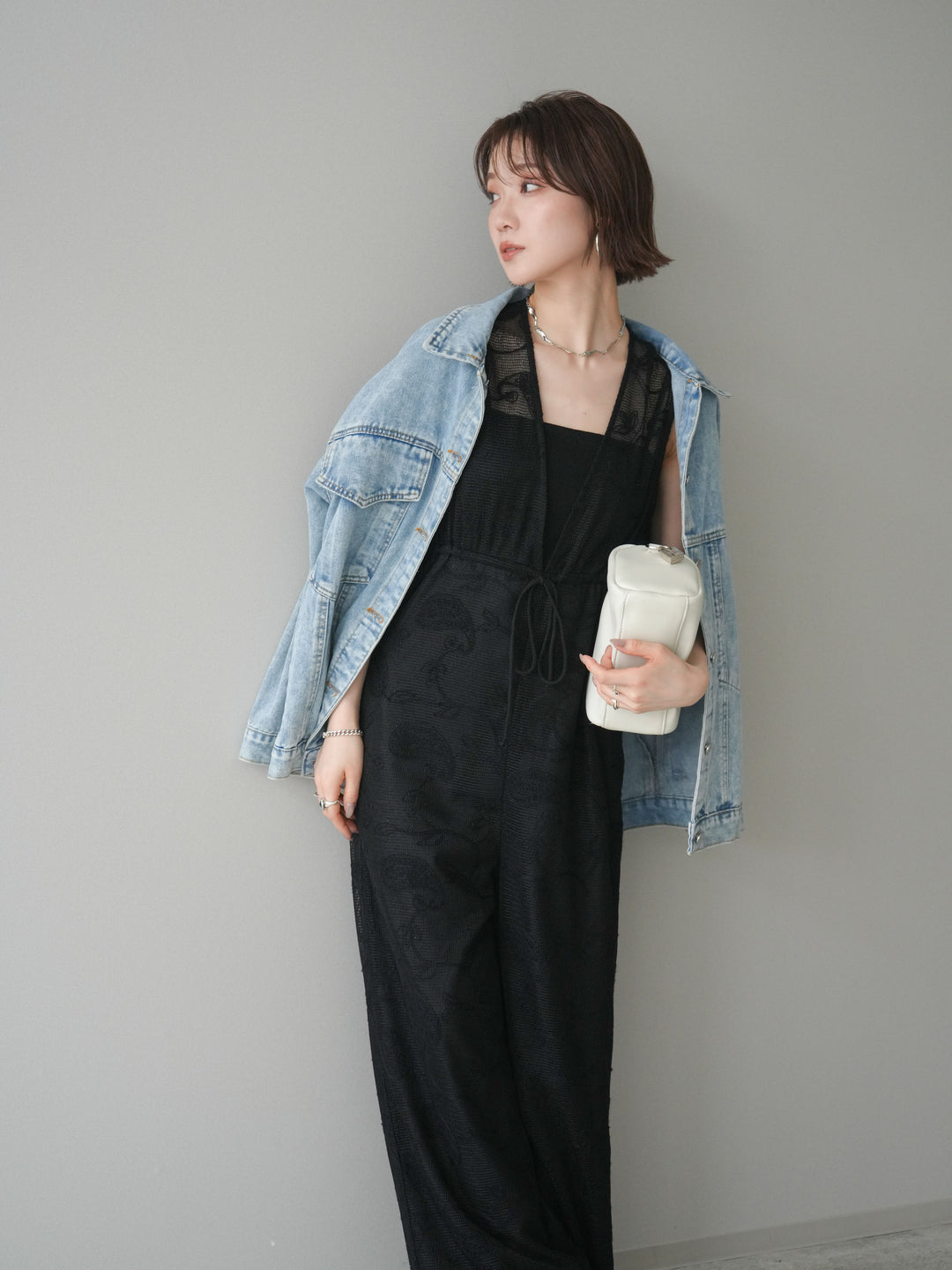 [SET]レース刺繍サロペット+選べるアクセセット(2set)
